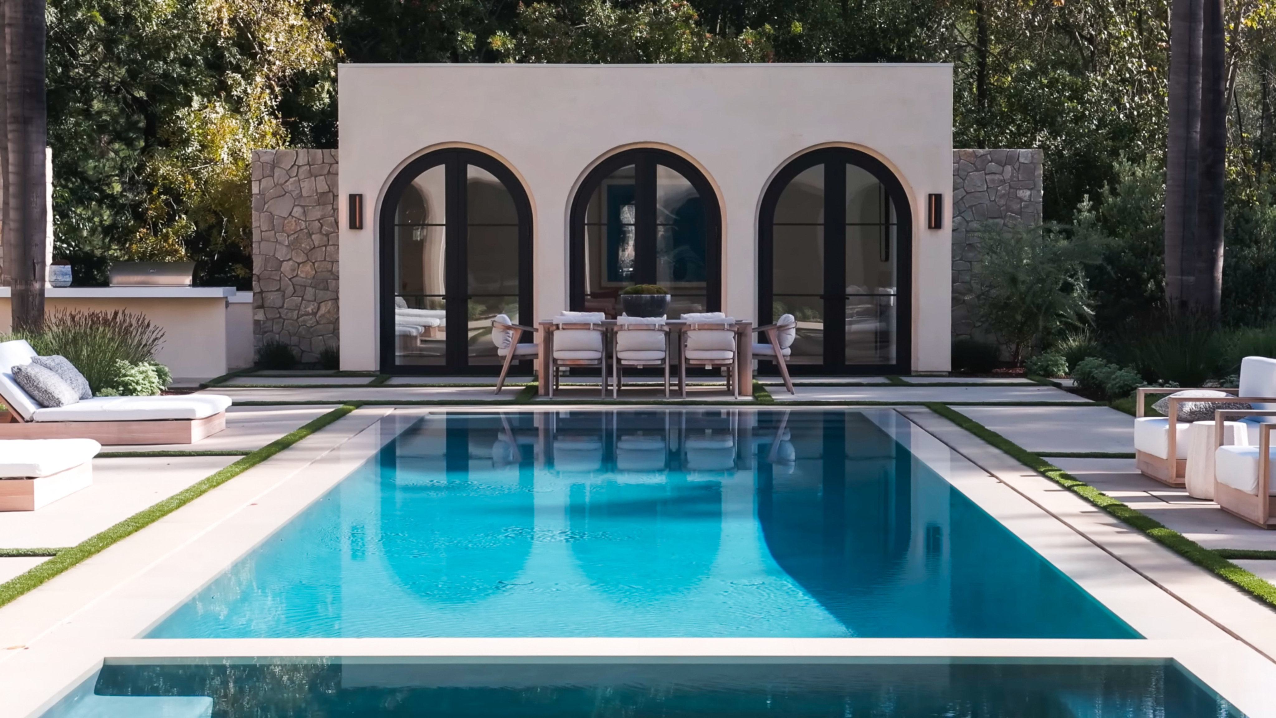Luxury property garden with pool