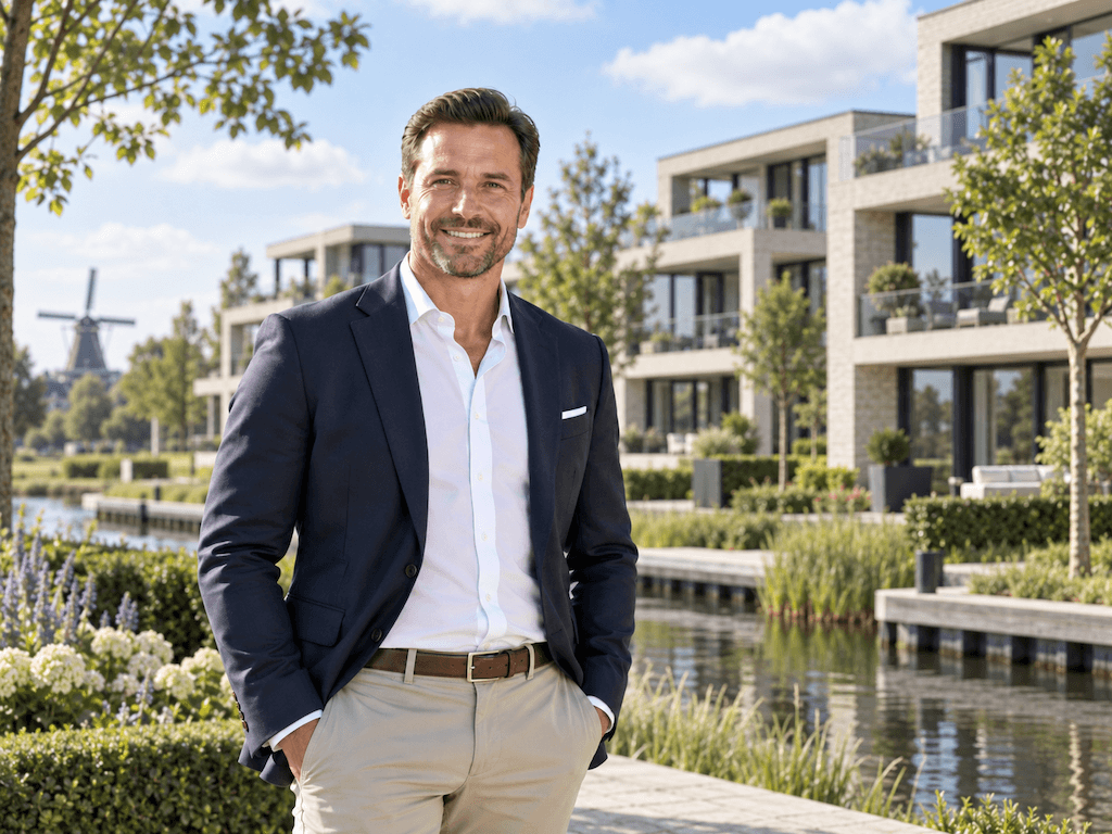Ontwikkelaar voor een opgeleverd luxe nieuwbouwproject aan het water