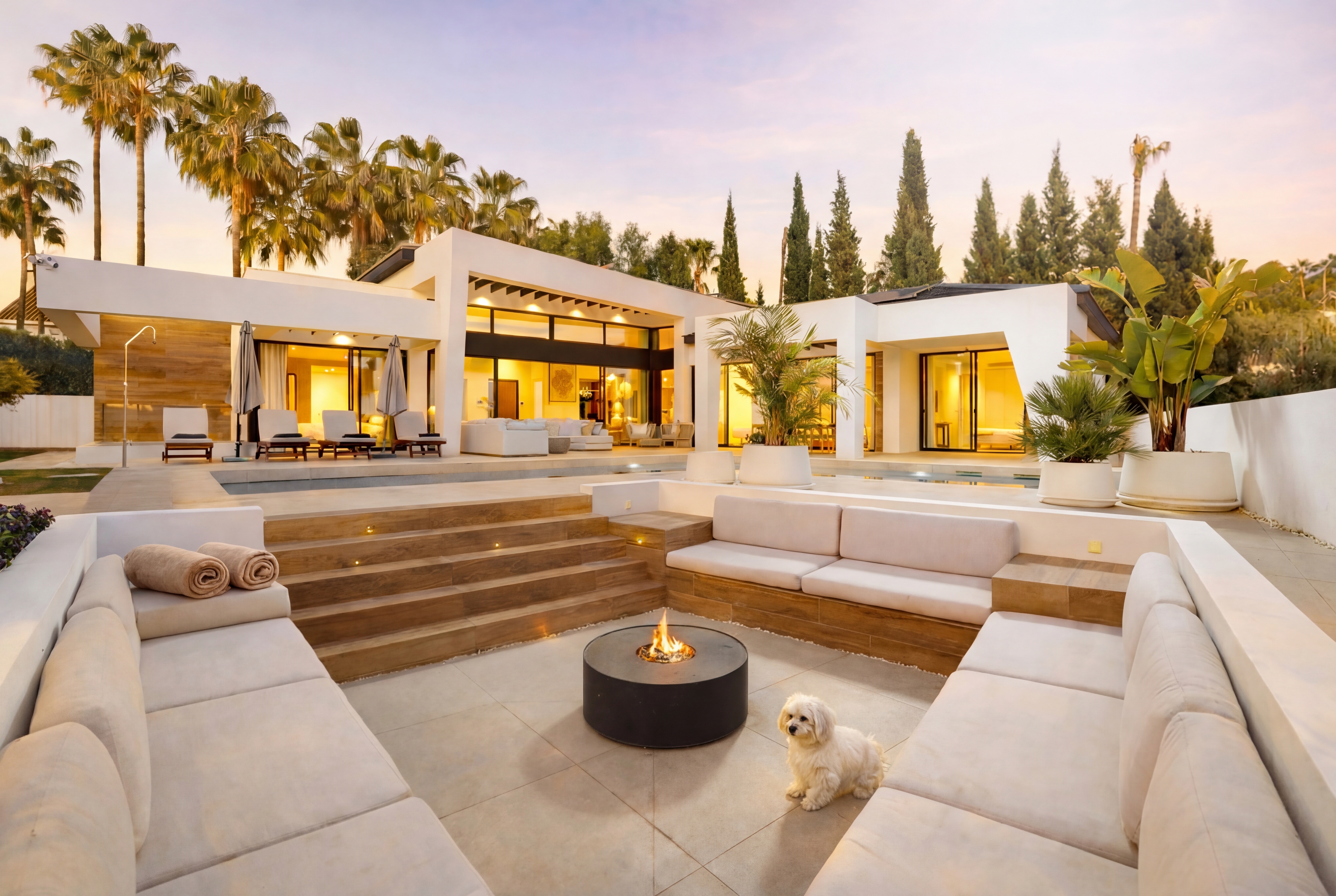 House exterior with a dog on the porch