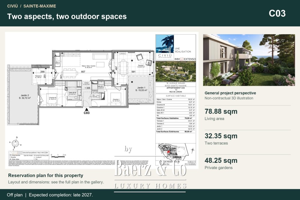 Sainte-Maxime — Dual-aspect two-bedroom apartment with two outdoor areas image