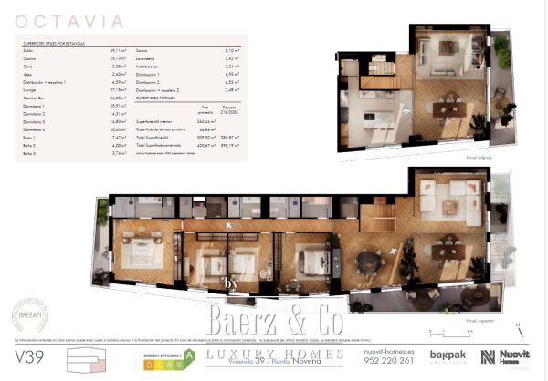 Floor Plan 1 - Octavia – Contemporary Residences in Málaga - Boutique Urban Living with Sea Proximity - Iconic Frontline Duplex Penthouse with Panoramic Mediterranean Views - 4-Bedroom Signature Residence with Sauna, Wine Cellar & Cocktail Bar