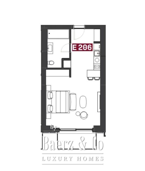 Floor Plan 1 - Porto Montenegro Vero & Versa - Versa - Studio Apartment - Studio Apartment in Versa Building