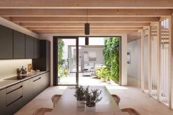 Architectural patio residence with private courtyard and rooftop living